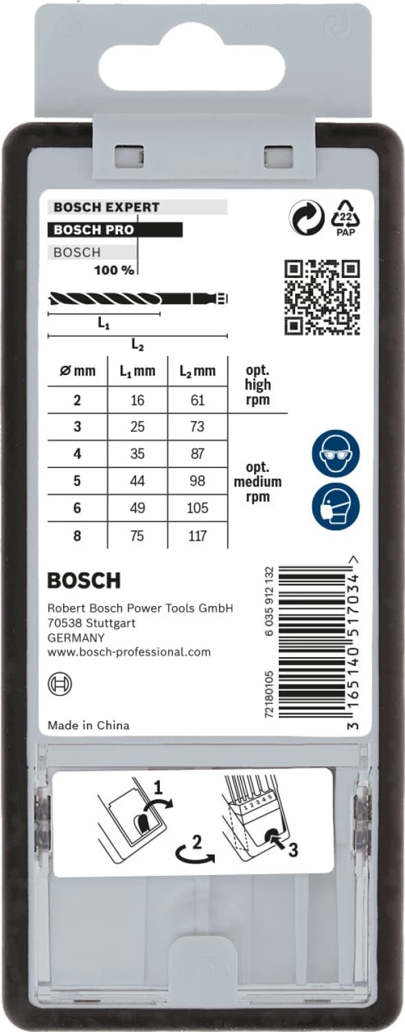 Bosch 2607019923 7-delige Robust Line Houtspiraalboor Set In Cassette - 2-8mm - Zeskant Opname thumbnail 3