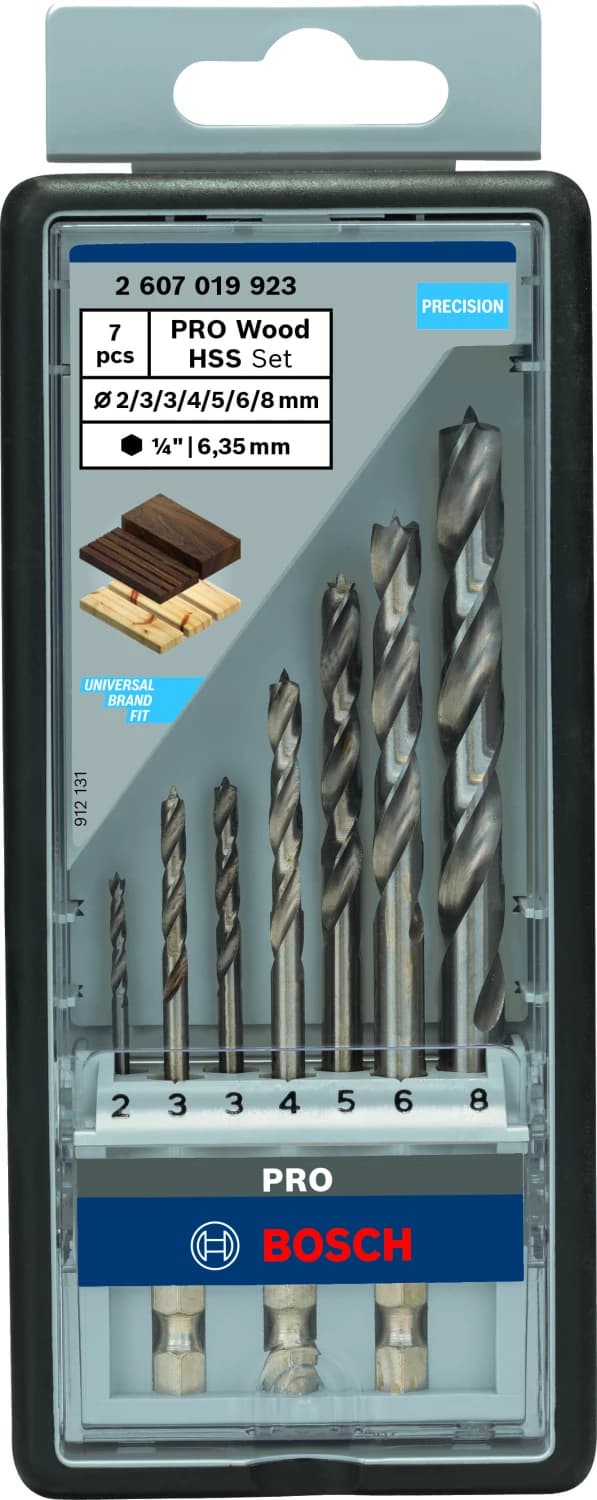 Bosch 2607019923 7-delige Robust Line Houtspiraalboor Set In Cassette - 2-8mm - Zeskant Opname thumbnail 2