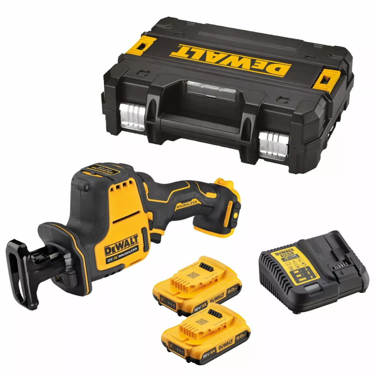 DeWALT DCS312D2-QW 12V Li-ion XR Accu Compacte Reciprozaag Set (2x 2.0Ah) In TSTAK - Koolborstelloos