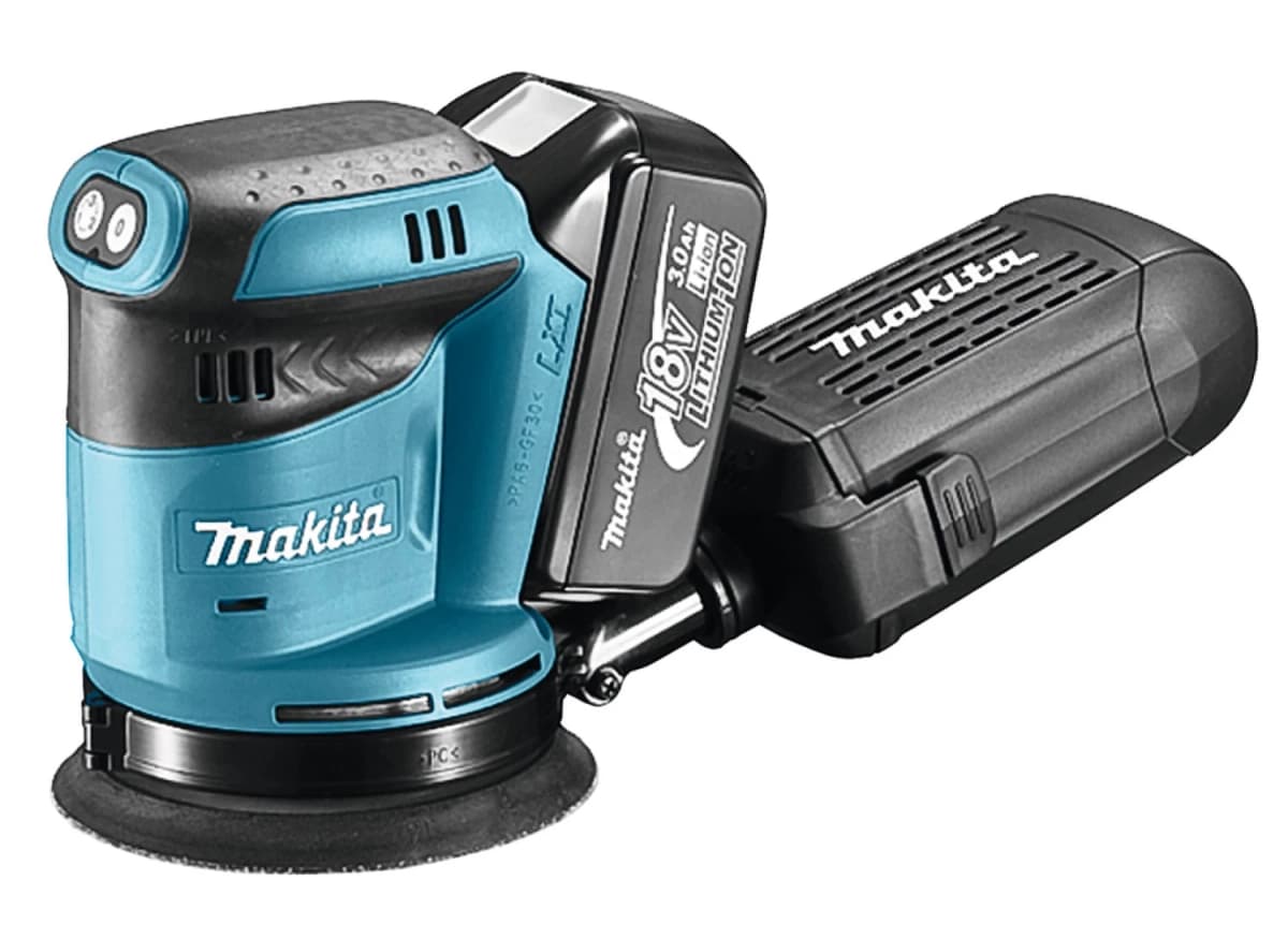 Makita DBO180RFJ 18V Li-Ion Accu Excentrische Schuurmachine Set (2x 3.0Ah Accu) In Mbox - 125mm thumbnail 2