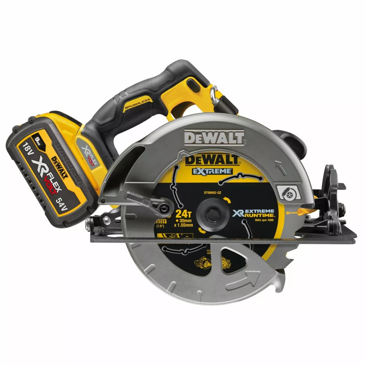DeWALT DCS578X2-QW 54V Li-ion XR FlexVolt Accu Cirkelzaag Set (2x 9.0Ah) In TSTAK - 190mm thumbnail 3