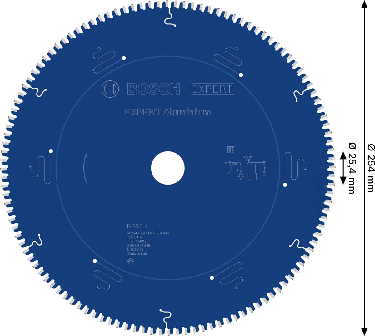 Bosch 2608902245 EXPERT Cirkelzaagblad - 254 X 25.4 X 120T - Aluminium thumbnail 4