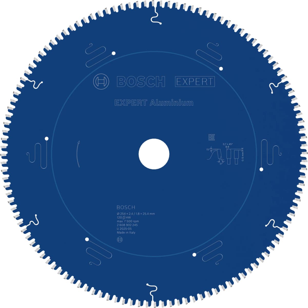 Bosch 2608902245 EXPERT Cirkelzaagblad - 254 X 25.4 X 120T - Aluminium