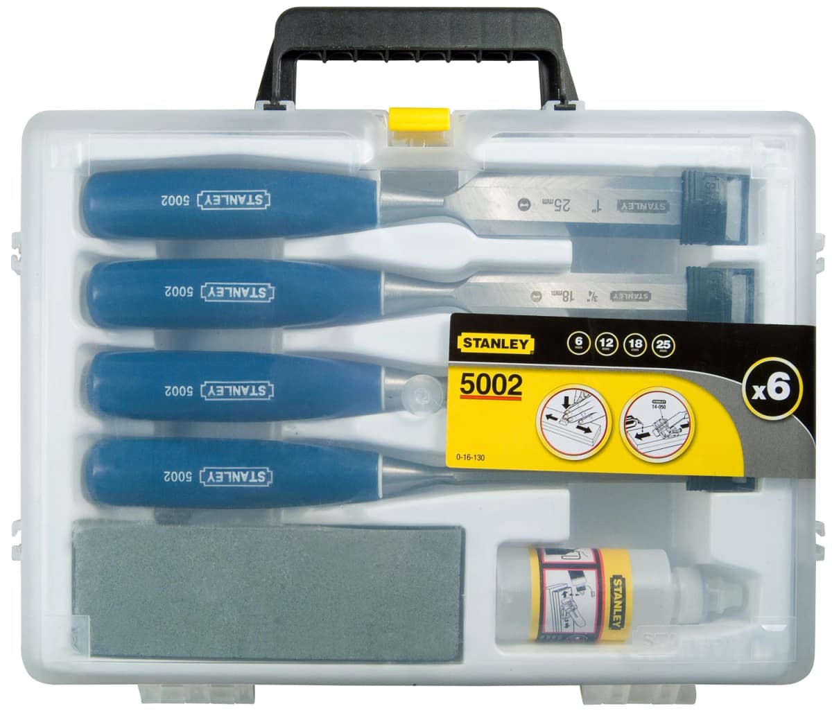 Stanley 0-16-130 6-delig Steekbeitelset Basic Met Olie En Slijpsteen thumbnail 2