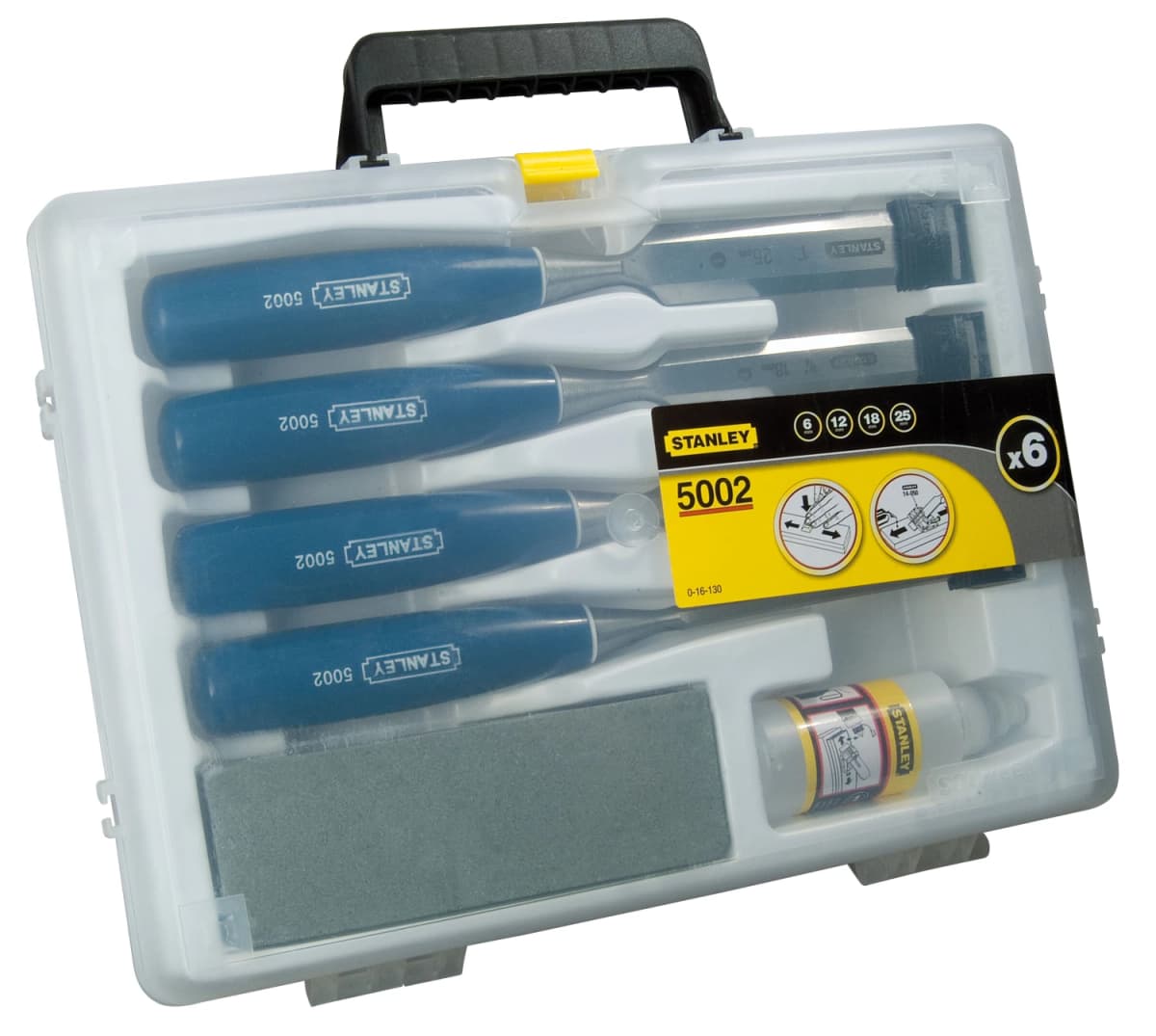 Stanley 0-16-130 6-delig Steekbeitelset Basic Met Olie En Slijpsteen thumbnail 3
