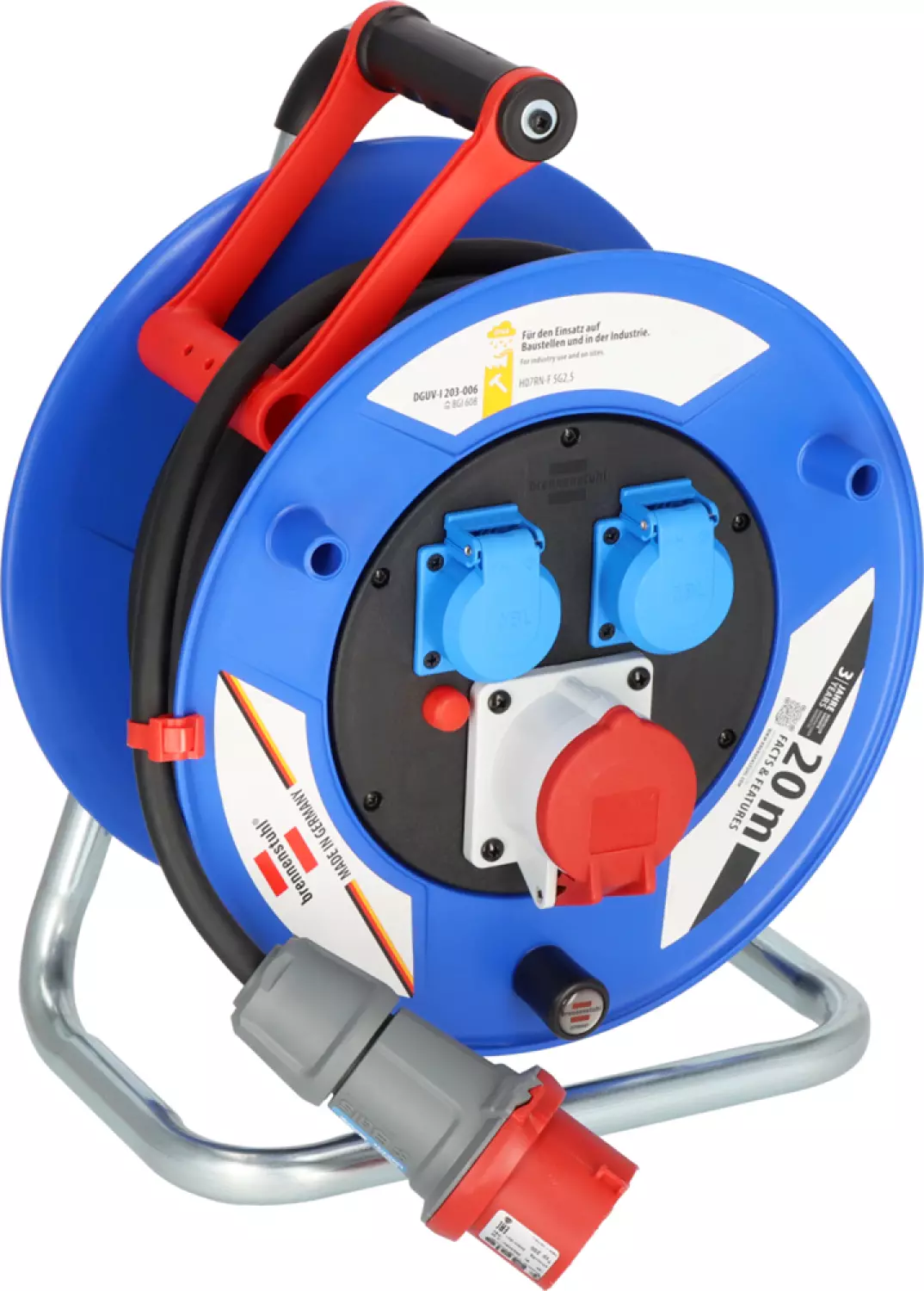 Brennenstuhl 1237990 Garant CEE 1 IP44 Kabelhaspel - H07RN-F 5G2,5 - 20m