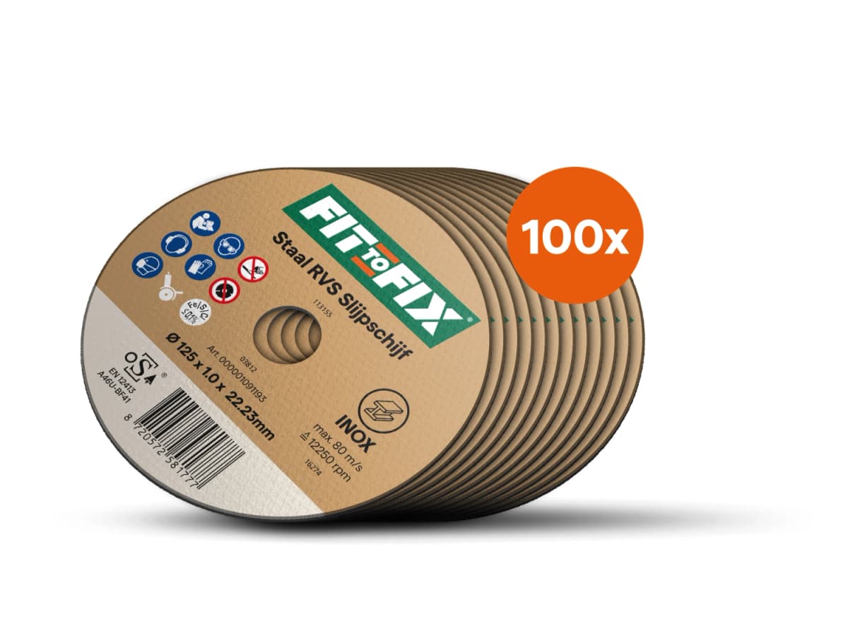 Fit-to-Fix Staal RVS Slijpschijf - 125mm - 100st In Doos