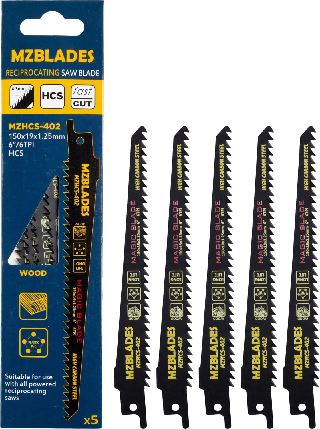 Multizaag MZHCS-402 Reciprozaagblad Hout - 5 Stuks