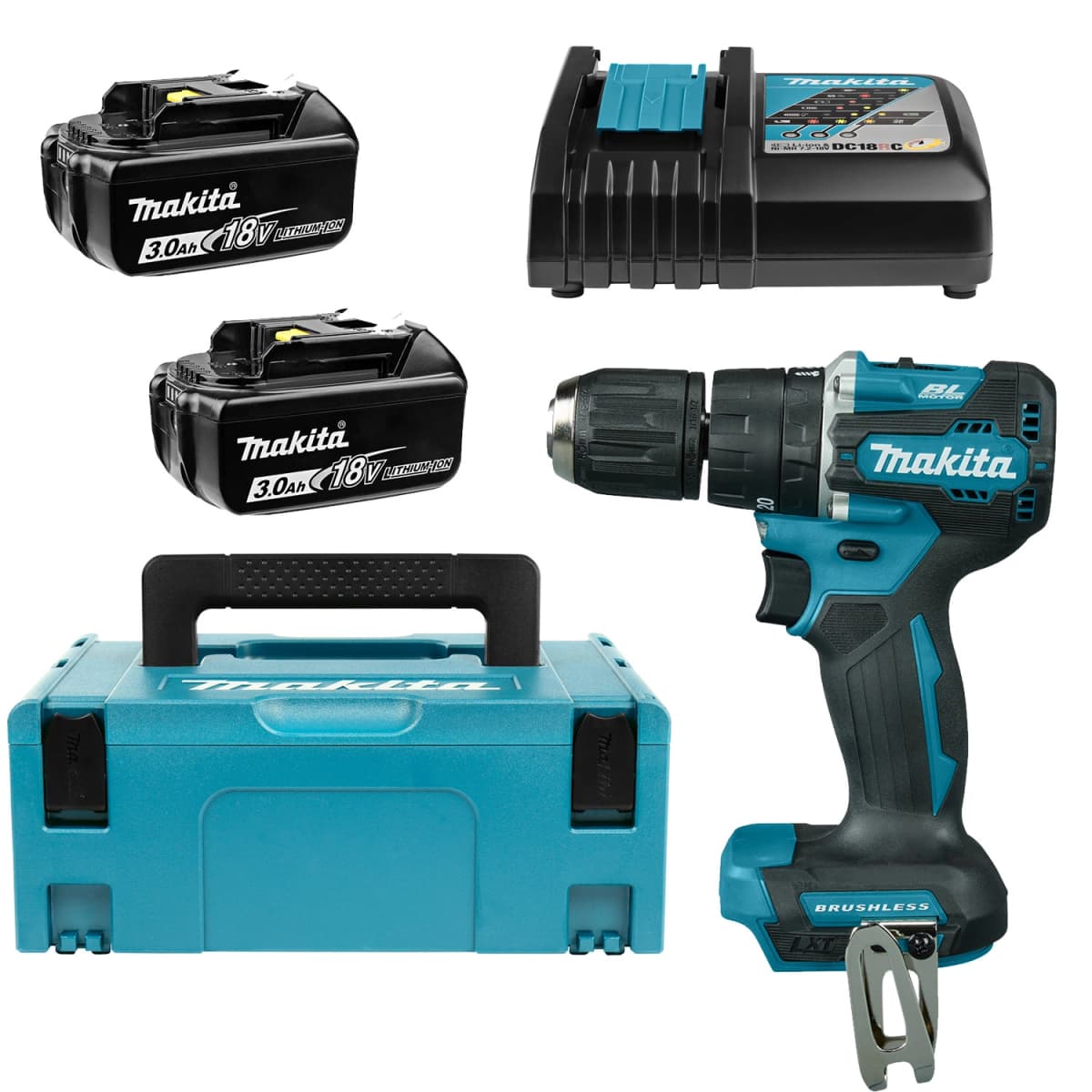 Makita DHP483RFJ 18V Li-Ion Accu Klopboor- /schroefmachine Set (2x 3.0Ah Accu) In Mbox - Koolborstelloos