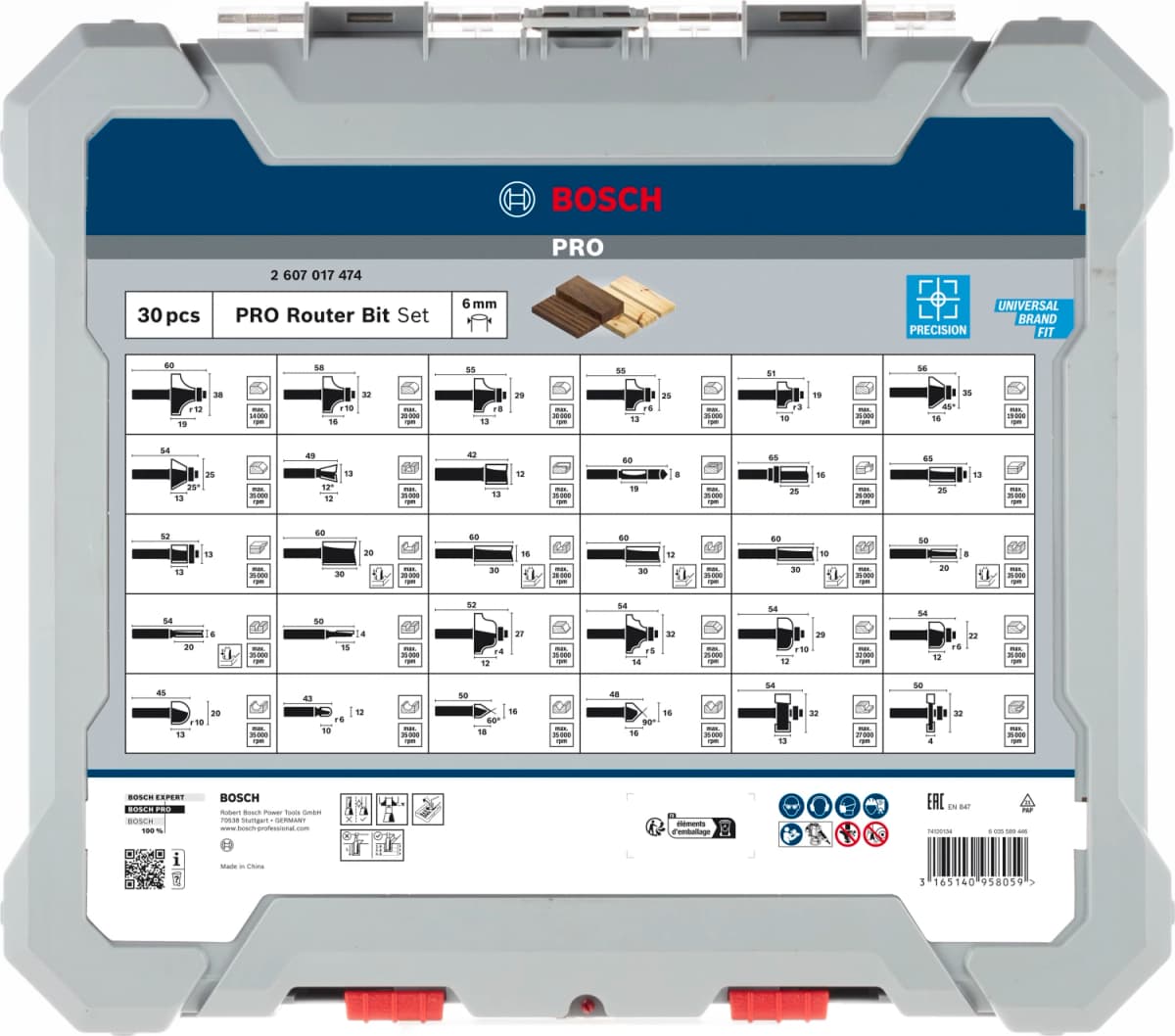 Bosch 2607017474 30-delige Frezenset In Cassette - 6mm thumbnail 3