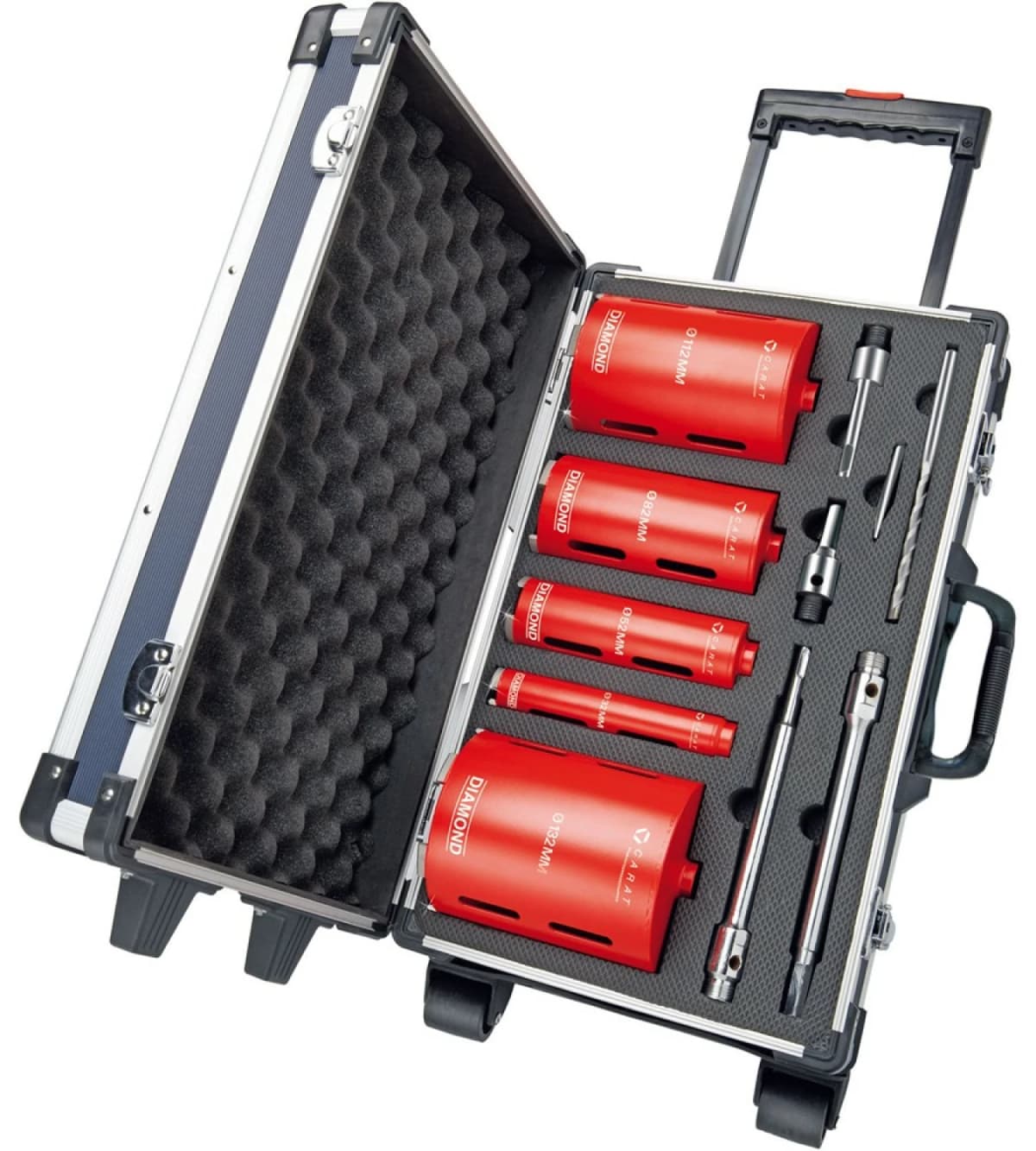 Carat HTESET0000 Diamantdroogboorset - 32 / 52 / 82 / 112 / 132mm + Adapters In Koffer