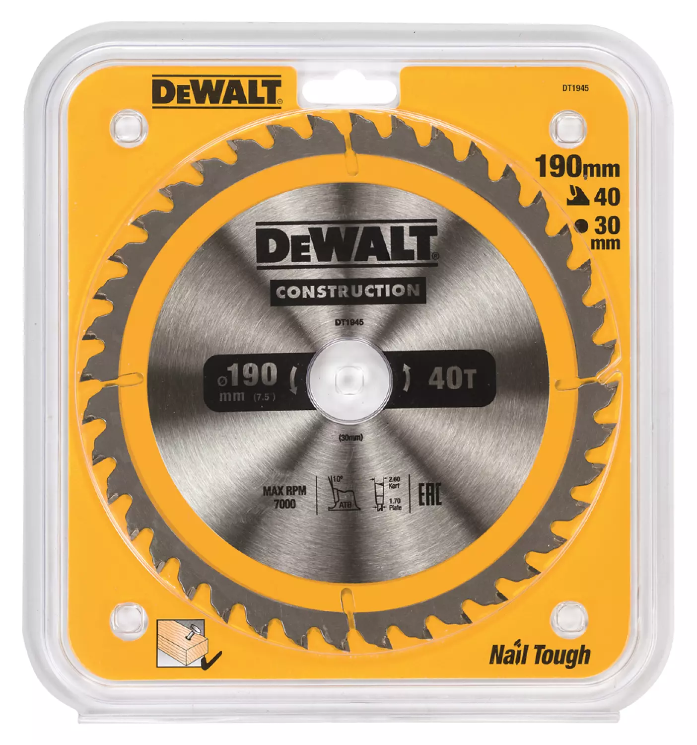 DeWALT DT1945 Cirkelzaagblad - 190 X 30 X 40T - Hout En Non-ferro Metaal thumbnail 4