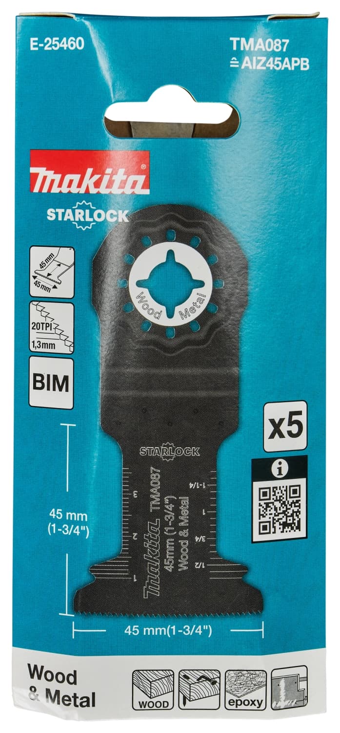 Makita E-25460 TMA087 Invalzaagblad 45x45mm - Hout En Staal (5st) thumbnail 4
