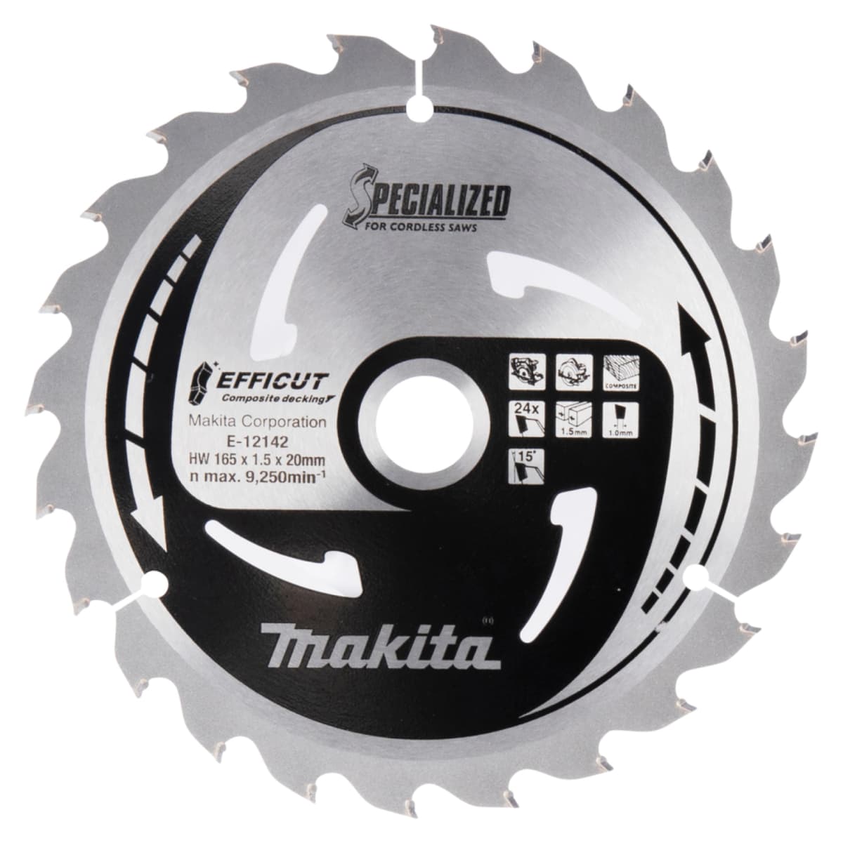 Makita E-12142 Efficut Cirkelzaagblad WPC - 165x20x1,5mm 24T