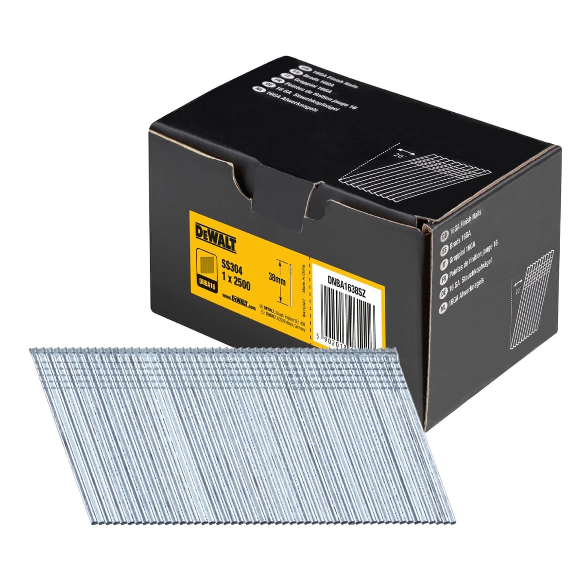 DeWALT DNBA1638SZ RVS Brads Schuin 20° - 16 Gauge - 1.6x38mm (2500st) thumbnail 2