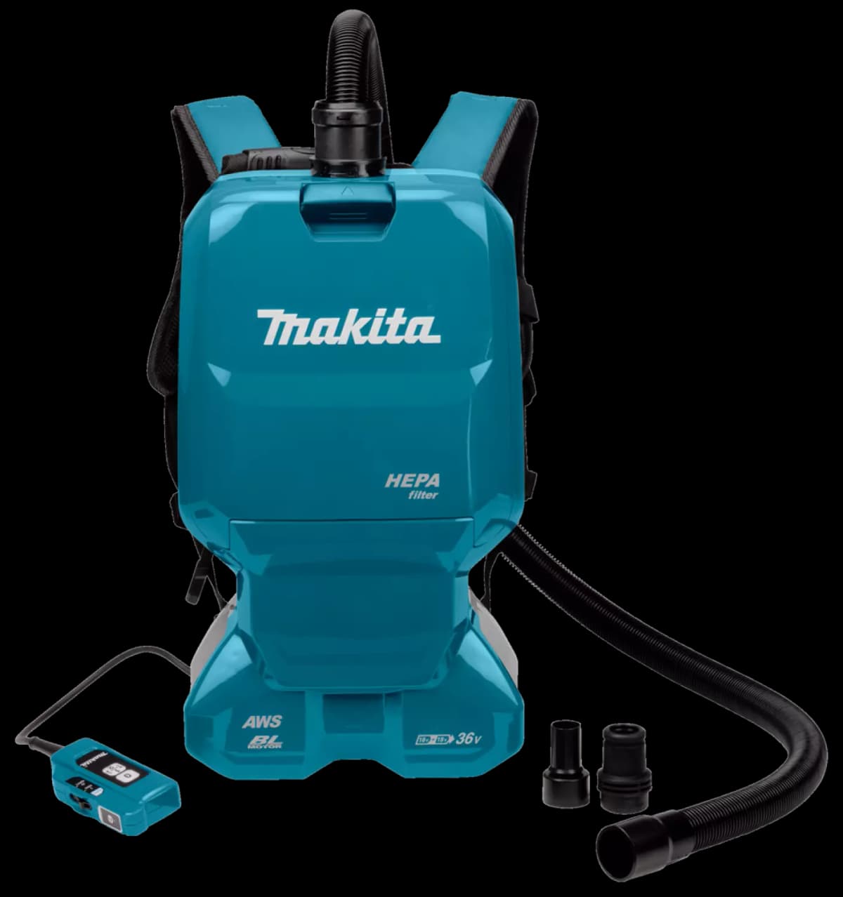 Makita DVC665ZU 2x18V Li-Ion Rugstofzuiger Body Incl. Accessoires - 1800L/min - 110mbar - Koolborstelloos thumbnail 2
