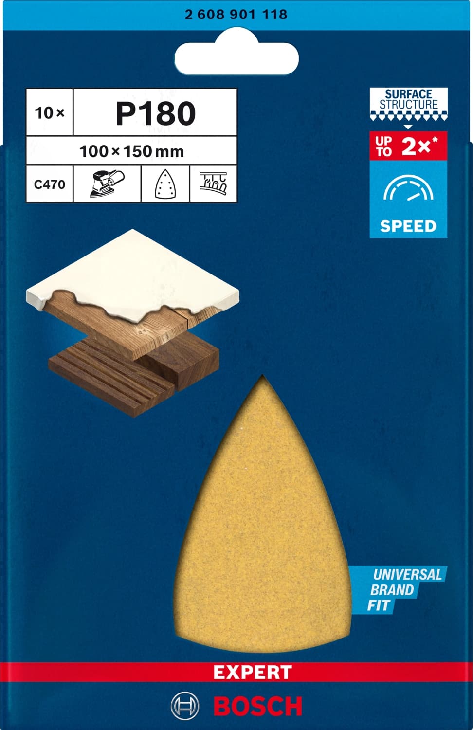Bosch 2608901118 EXPERT Schuurvel C470 Best For Wood And Paint - 100 X 150mm - K180 - 7 Gaten - 10st thumbnail 2