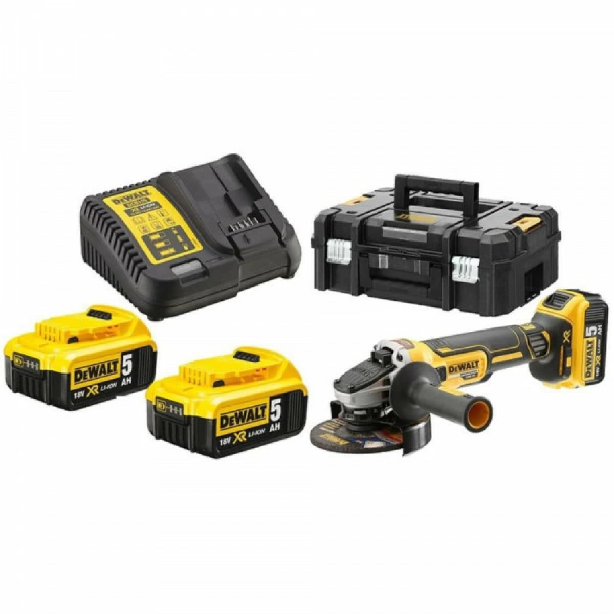 DeWALT DCG405P3 18V Li-ion XR Accu Haakse Slijper Set (3x 5.0Ah) In TSTAK - 125mm - Koolborstelloos