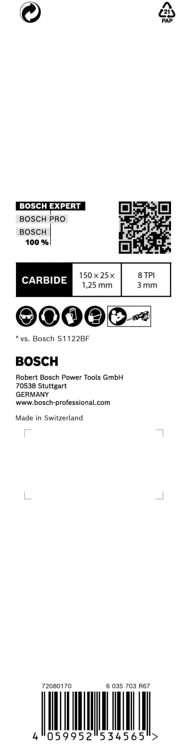 Bosch 2608900366 EXPERT Reciprozaagblad S955CHC - Thick Tough Metal (3st) thumbnail 3