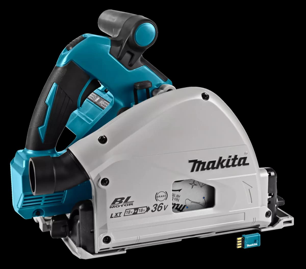Makita DSP601ZJU 36V (2x 18V) Li-Ion Accu Invalcirkelzaag Body In Mbox (AWS) - 20 X 165mm - Koolborstelloos thumbnail 2