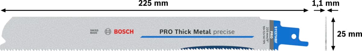 Bosch PRO S1137HBF Thick Metal Precise Reciprozaagblad - 225mm - Metaal (5st) thumbnail 2