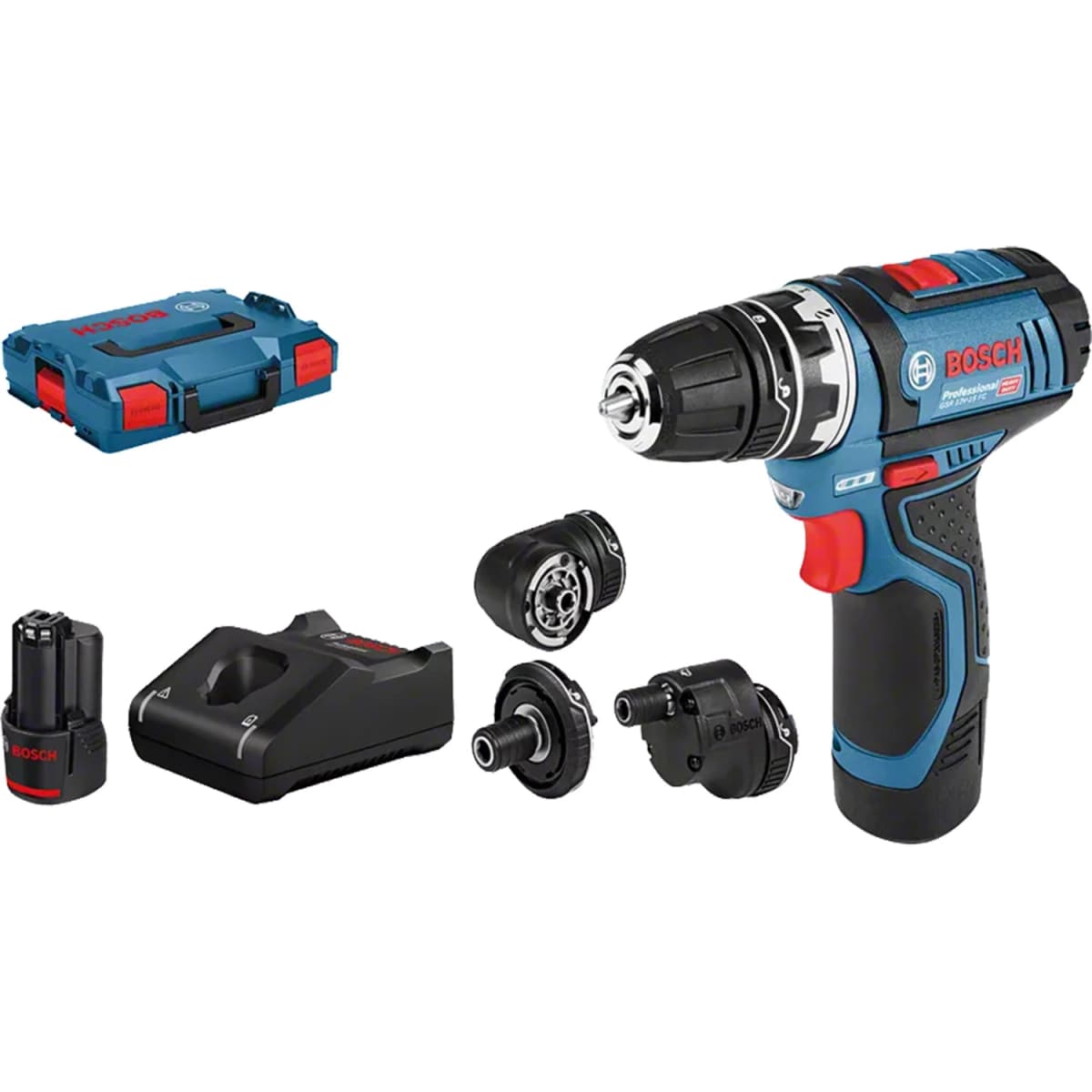 Bosch GSR 12V-15 FC 12V Li-Ion Accu Boor-/schroefmachine Set (2x 2.0Ah Accu) In L-Boxx Incl. 4 Opzetstukken