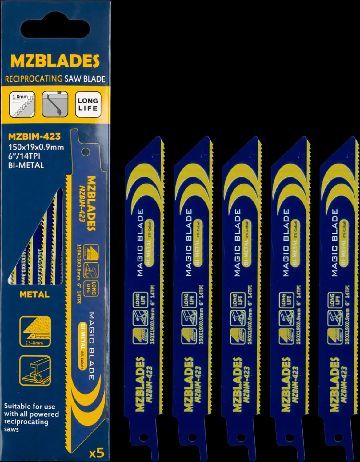 Multizaag MZBIM-423 Reciprozaagblad Bimetaal - 5 Stuks thumbnail 2