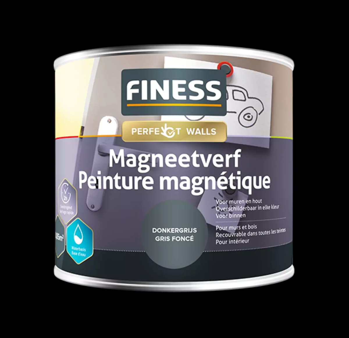 Finess Magneetverf Acryl - Donkergrijs - 0,5L thumbnail 2
