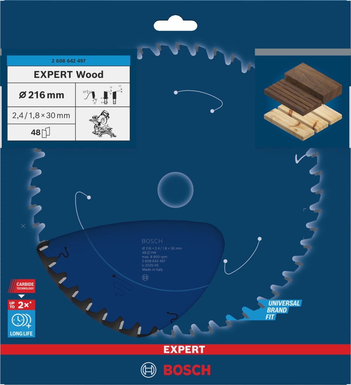 Bosch 2608642497 Expert Cirkelzaagblad - 216 X 30 X 48T - Hout - Carbide thumbnail 2