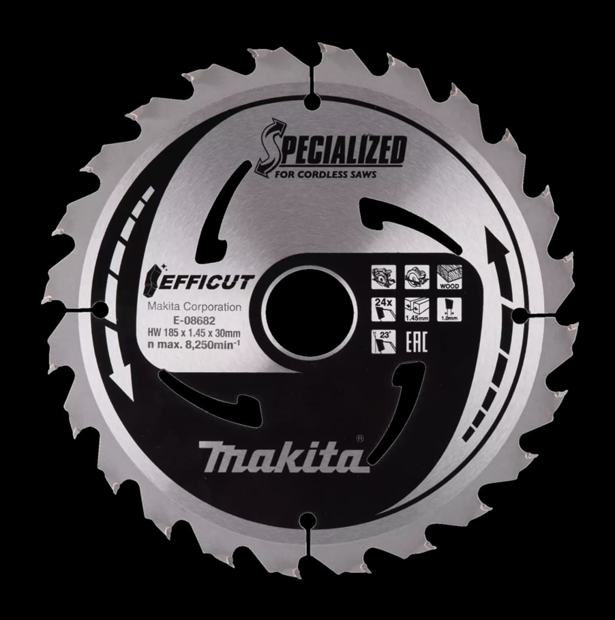 Makita E-08682 Cirkelzaagblad - Efficut - 185x30x24T - Hout thumbnail 2