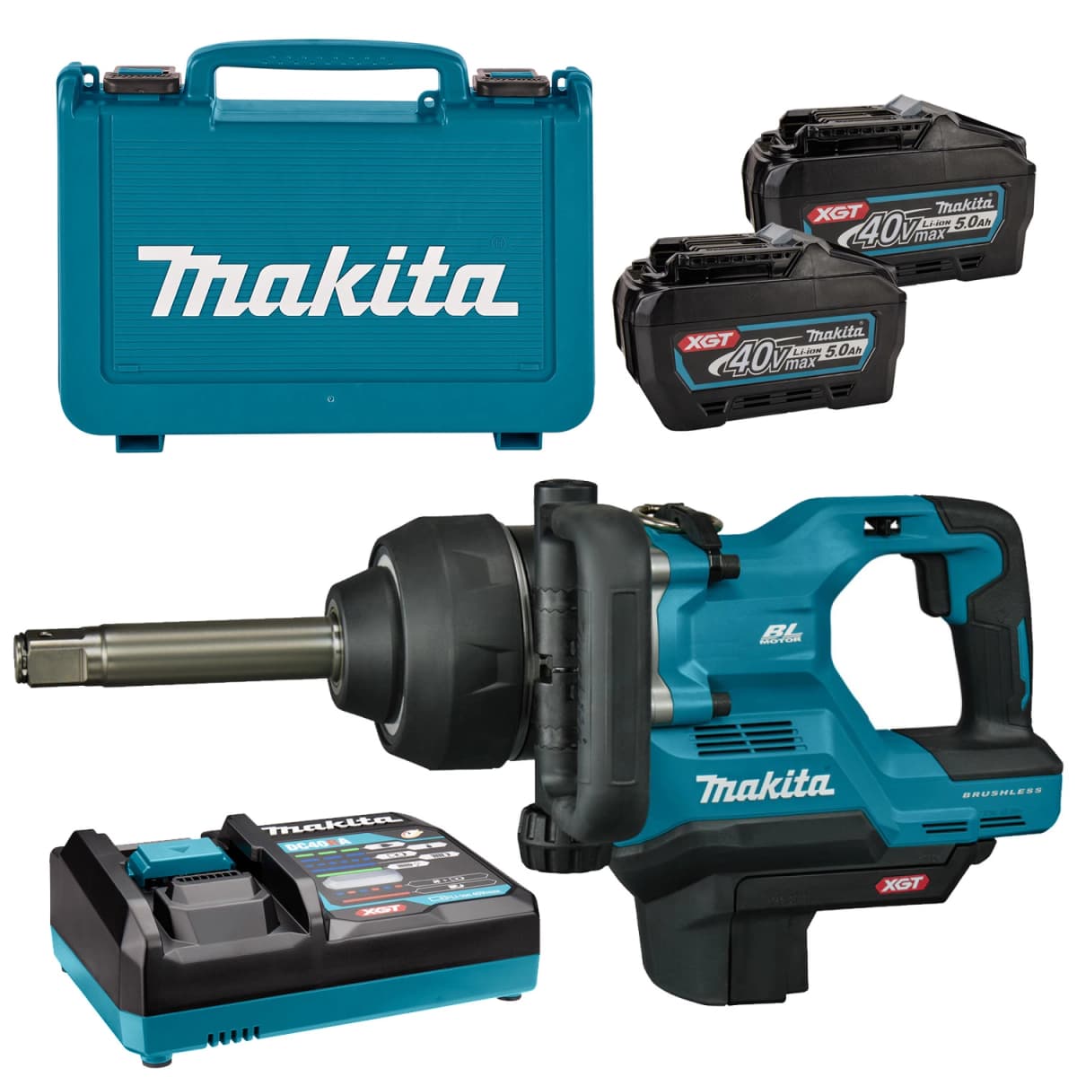 Makita TW010GT201 40V XGT Li-ion Accu Slagmoersleutel Set (2x 5,0Ah Accu) In Koffer - 1"- 4000Nm
