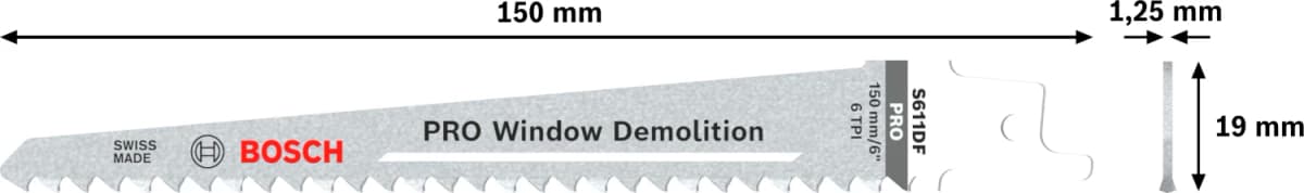 Bosch PRO S611DF Window Demolition Reciprozaagblad - 150mm - Hout/aluminium (5st) thumbnail 4