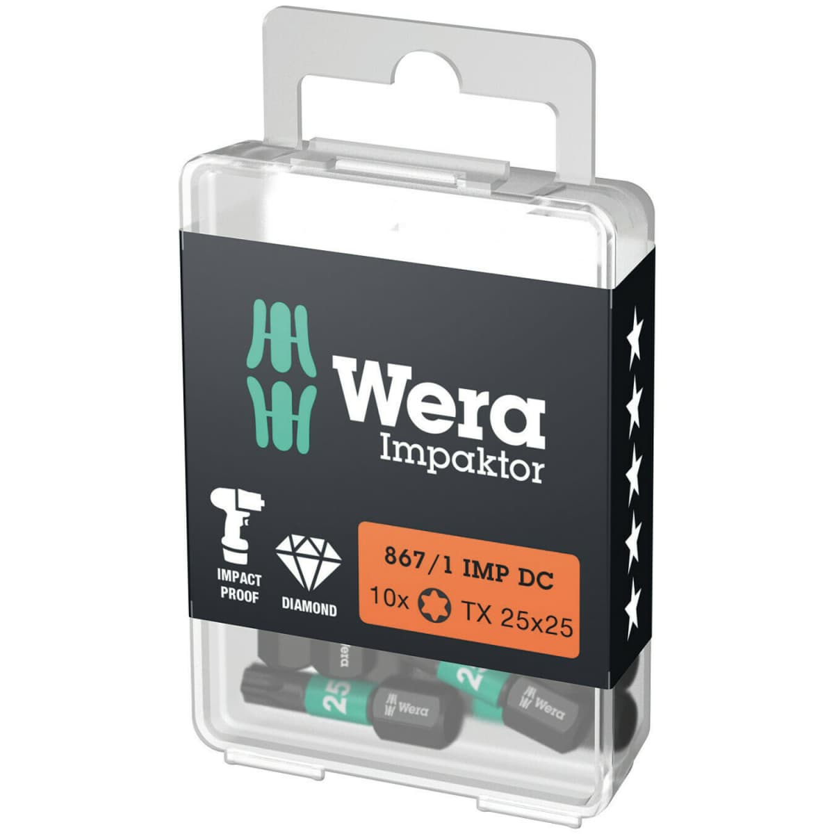 Wera 05057625001 1/4"Torx Impaktor Diamant Bit - T25 X 25mm (10st)