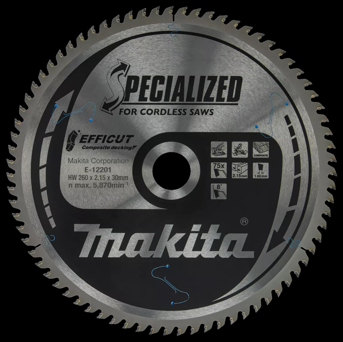 Makita E-12201 Efficut Cirkelzaagblad WPC - 260x30x2,15mm 75T thumbnail 4