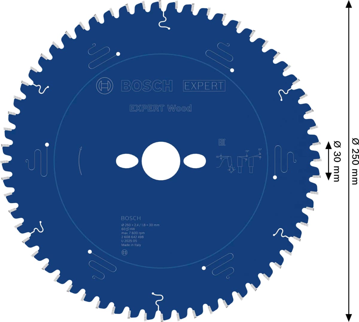 Bosch 2608642498 Expert Cirkelzaagblad - 250 X 30 X 60T - Hout - Carbide thumbnail 4