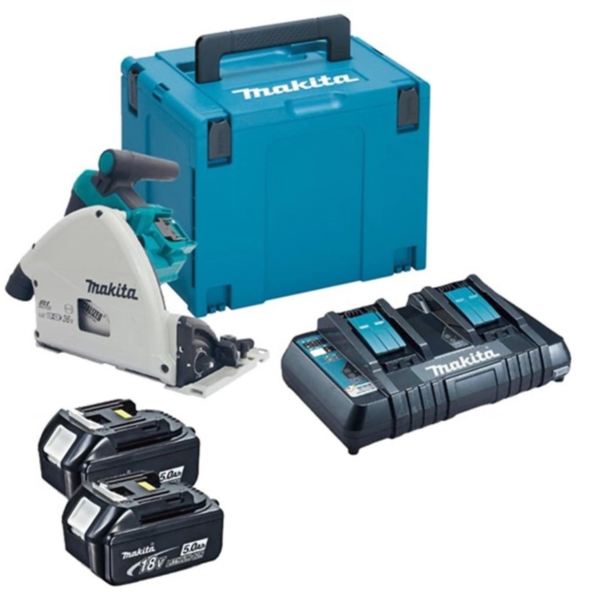 Makita DSP600PT2J 36V (2x 18V) Li-Ion Accu Invalzaag Set (2x 5,0Ah Accu) In Mbox - 165 X 20mm - Koolborstelloos