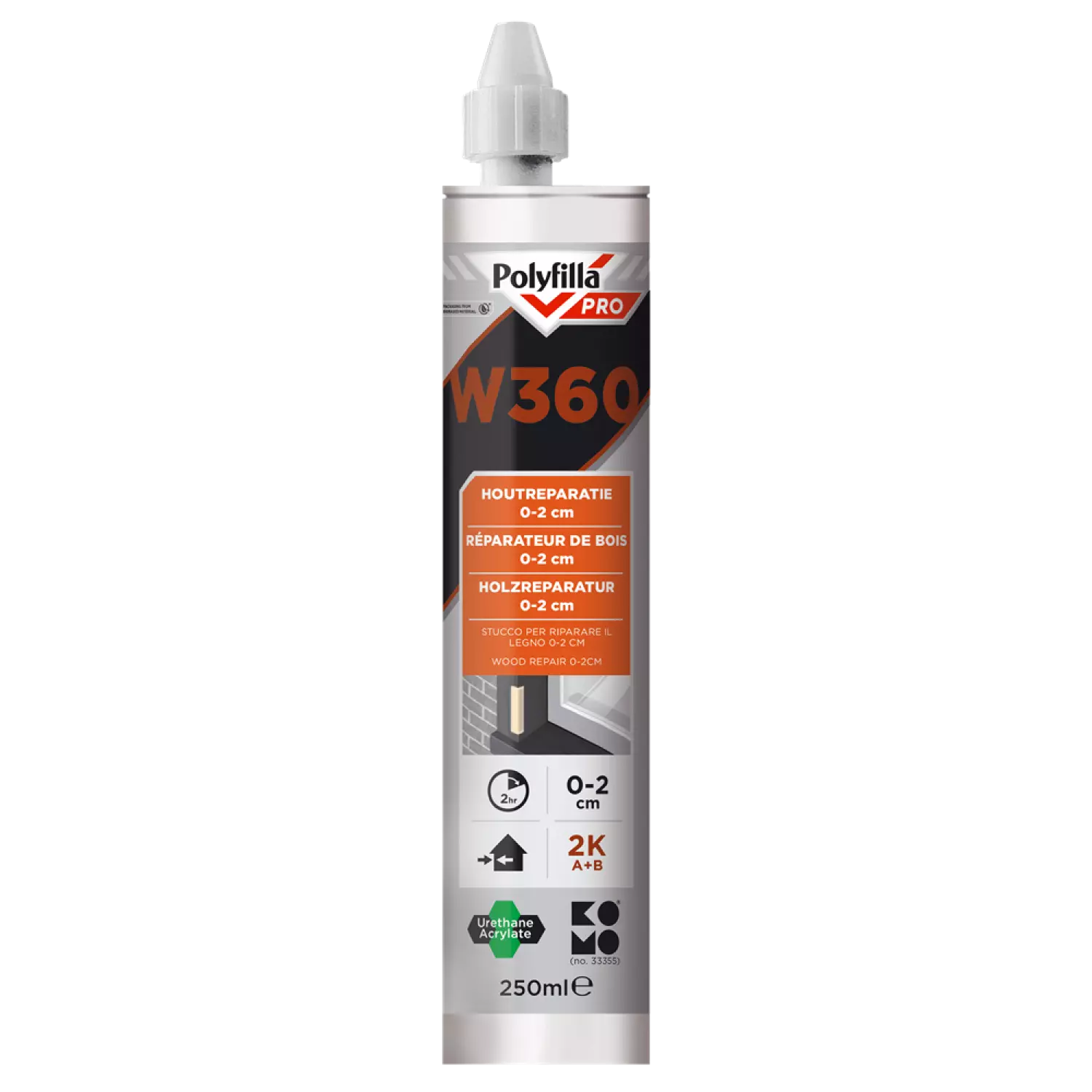 Polyfilla W360 2K Houtreparatie 250 Ml (2In1 Koker)