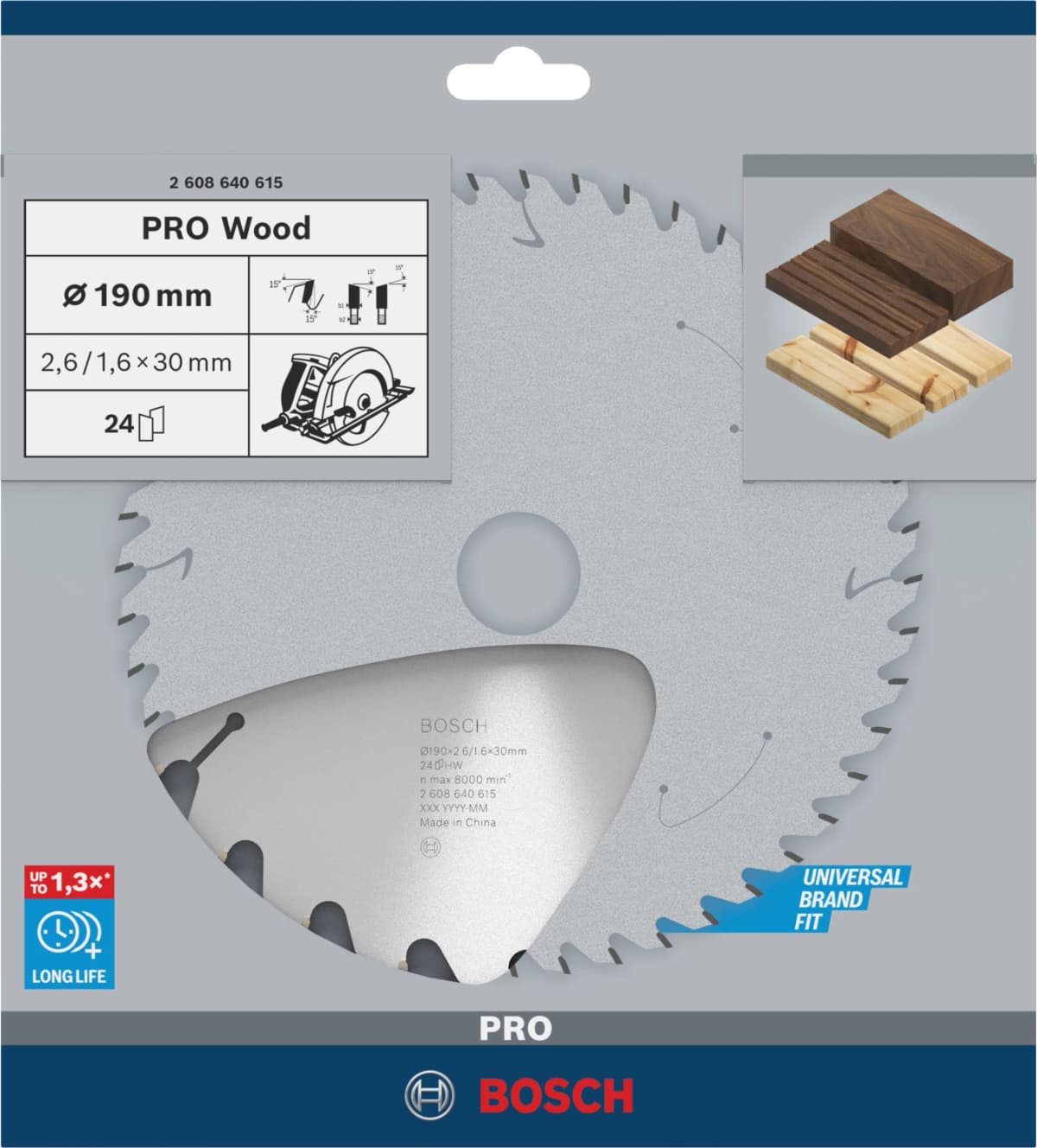 Bosch 2608640615 Optiline Cirkelzaagblad - 190 X 30 X 24T - Hout thumbnail 2