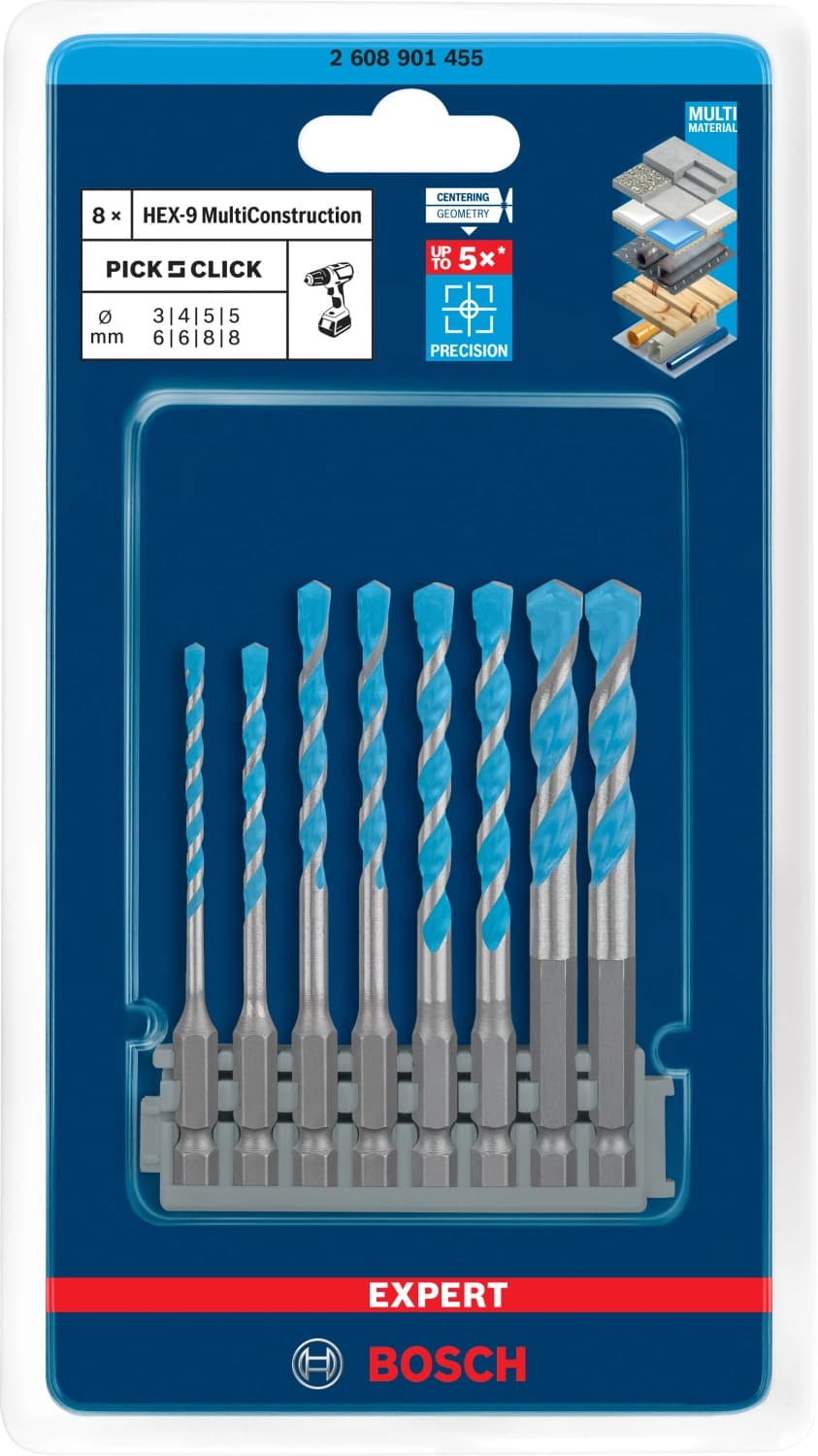 Bosch 2608901455 EXPERT 8-delige Gatzaagset - HEX-9 Multi Construction Pick&Click - 3 - 8mm thumbnail 2