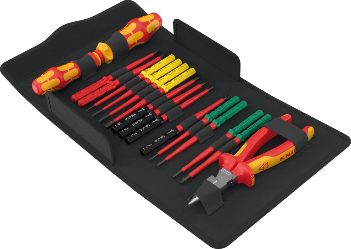 Wera 05006610001 17-delige Kraftform Kompakt VDE 17 Extra Slim 2 Tool Finder Wisselklingenset In Etui - Met Ratelfunctie