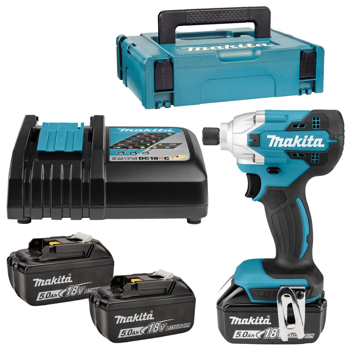 Makita DTD156RTJ 18V Li-Ion Accu Slagschroevendraaier Set (2x 5.0Ah Accu) In Mbox