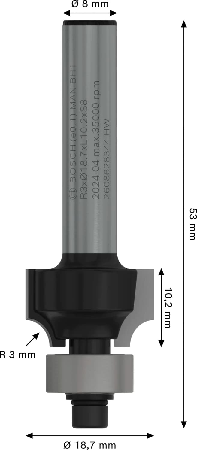Bosch 2608628344 Afrondprofielfrees - 3 X 10,2mm thumbnail 4