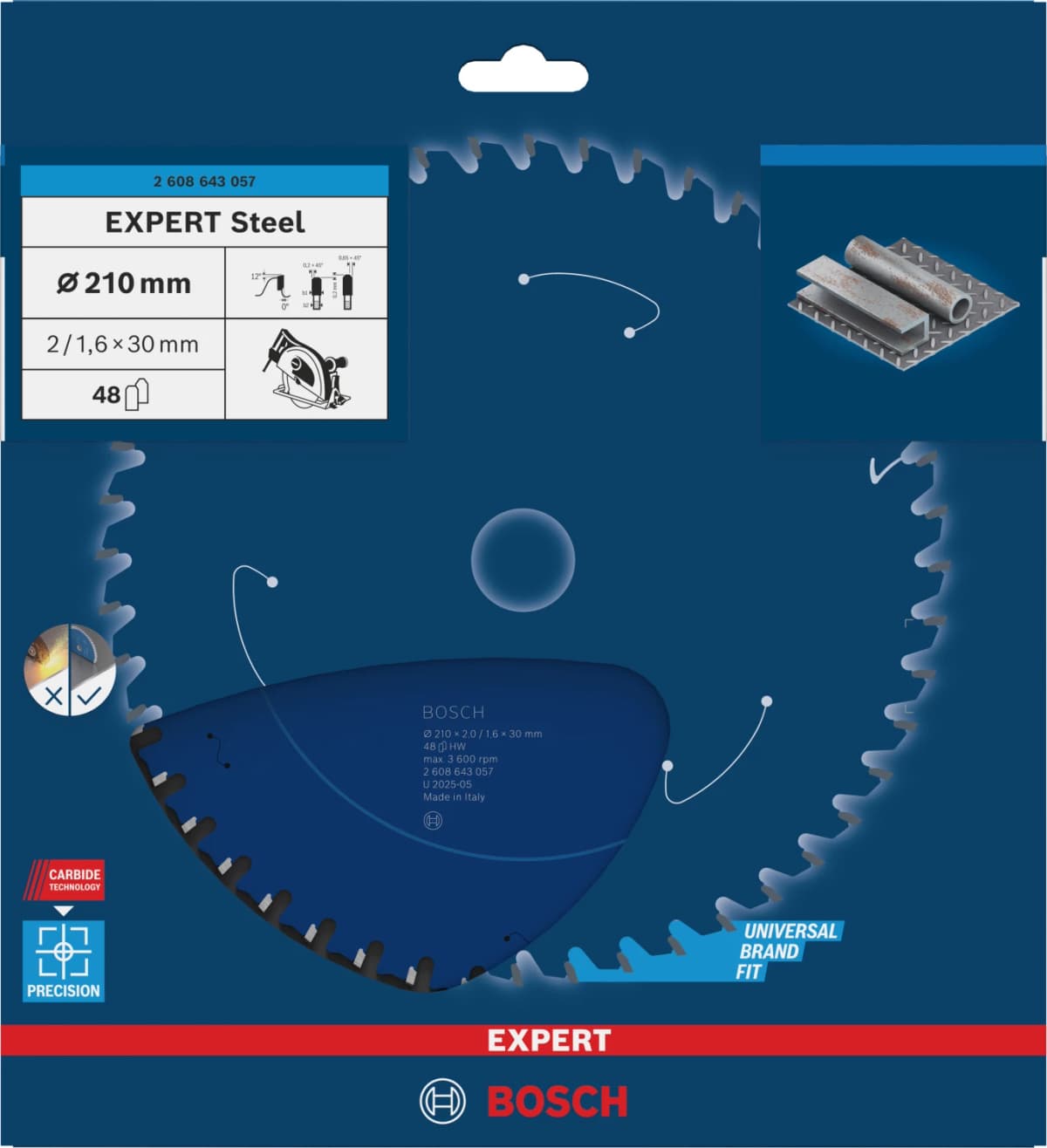Bosch 2608643057 Expert Cirkelzaagblad - 210 X 30 X 48T - Metaal - Carbide thumbnail 2
