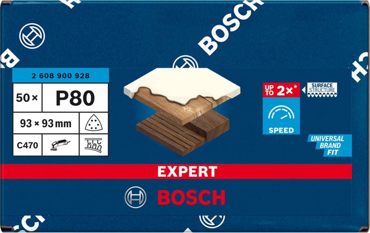 Bosch 2608900928 EXPERT Schuurvel C470 Best For Wood And Paint - 93mm - K80 - Voor Multi-Cutter - 6 Gaten - 50st thumbnail 2