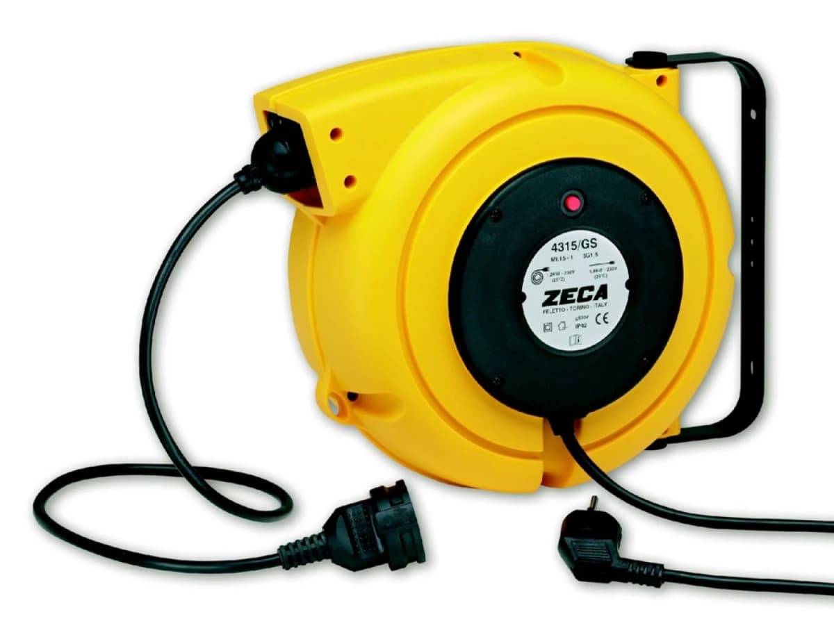 Zeca ZEEL4315/GS Kabelhaspel Met PVC Kabel 3 Stroomgeleiders - H05VVF - 3x1.5mm² - 14+1m