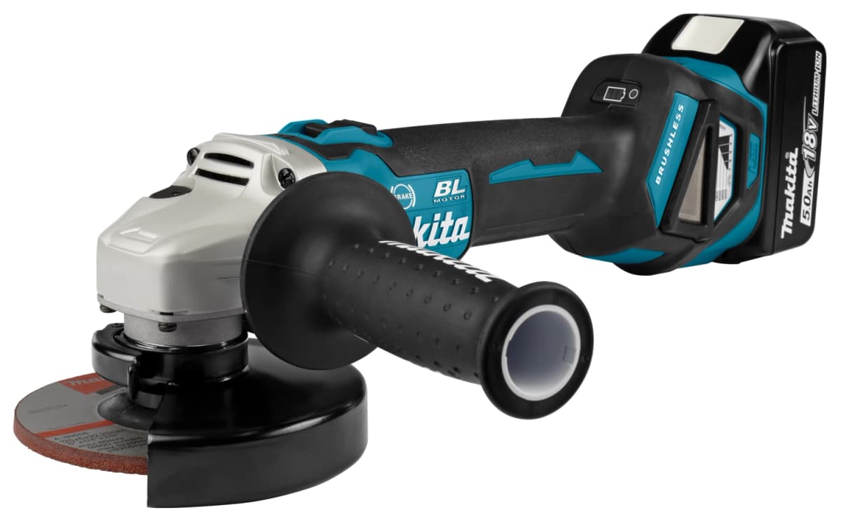 Makita DGA513RTJ 18V Li-Ion Accu Haakse Slijper Set (2x 5.0Ah Accu) In Mbox - 125mm - Koolborstelloos thumbnail 2