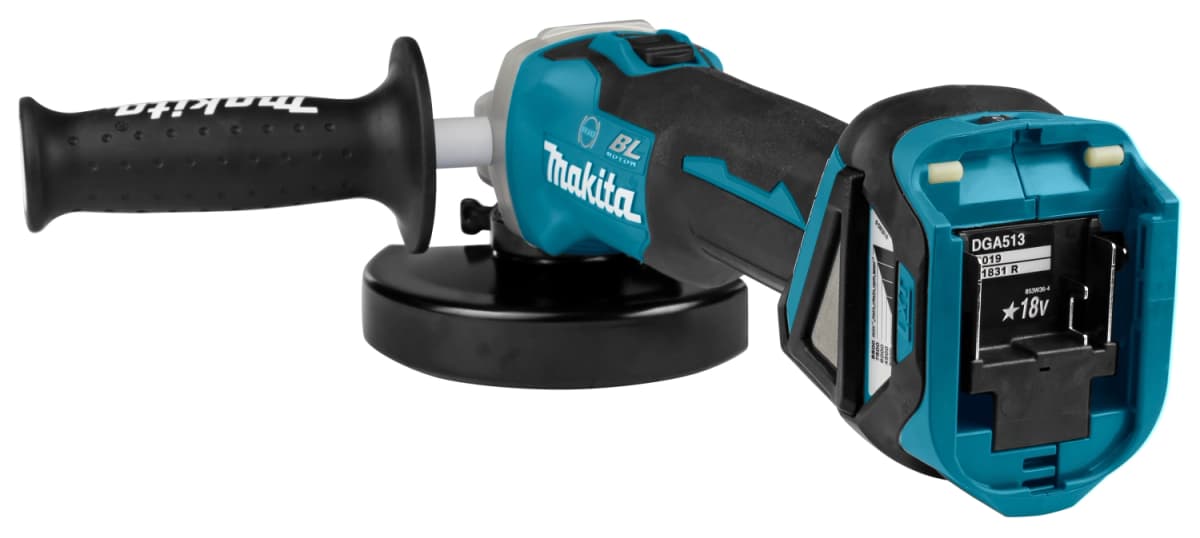 Makita DGA513RTJ 18V Li-Ion Accu Haakse Slijper Set (2x 5.0Ah Accu) In Mbox - 125mm - Koolborstelloos thumbnail 3