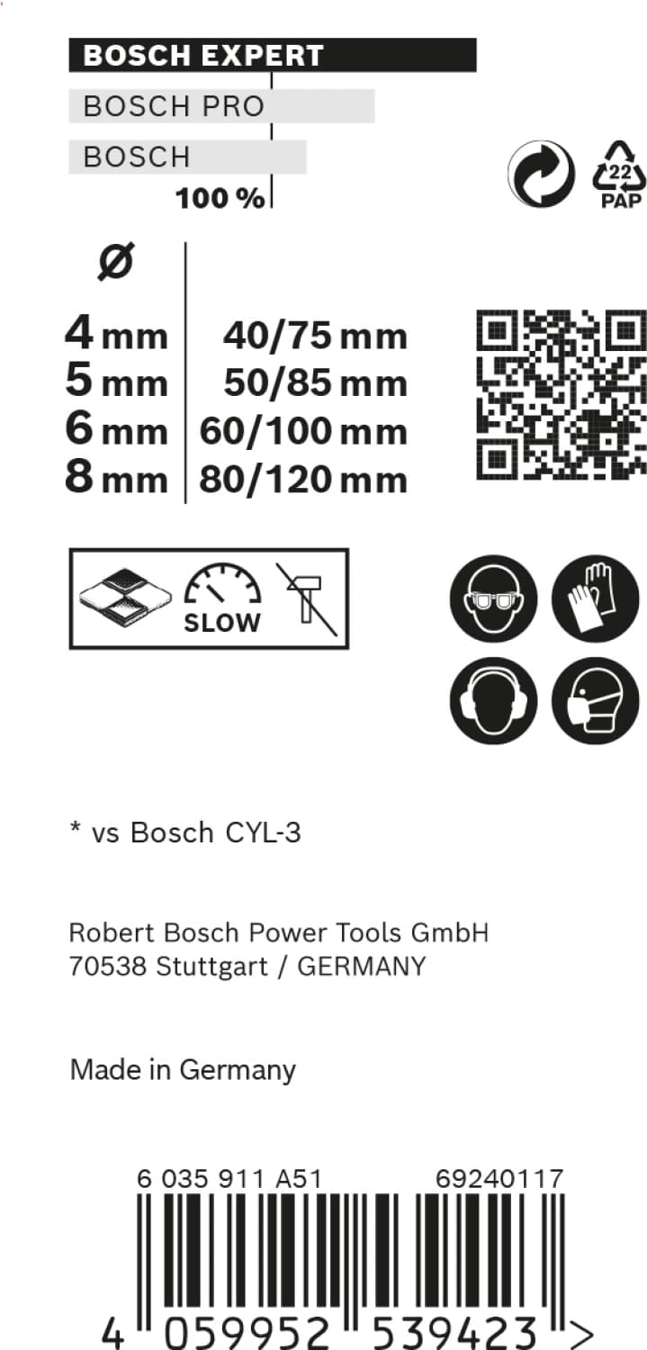 Bosch 2608900649 EXPERT 4-delige Universeelborenset CYL-9 MultiConstruction - 4/5/6/8mm thumbnail 3