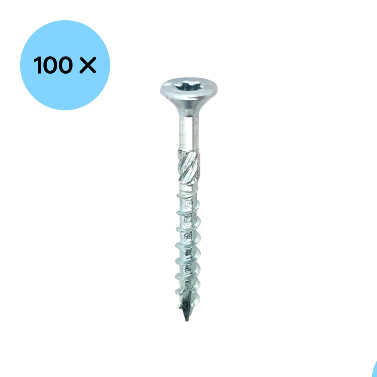 Woodies 61560701 Ultimate Spaanplaatschroef - TX30 - 6.0 X 140mm - Verzonken Kop - Deeldraad - Verzinkt (100st) thumbnail 2