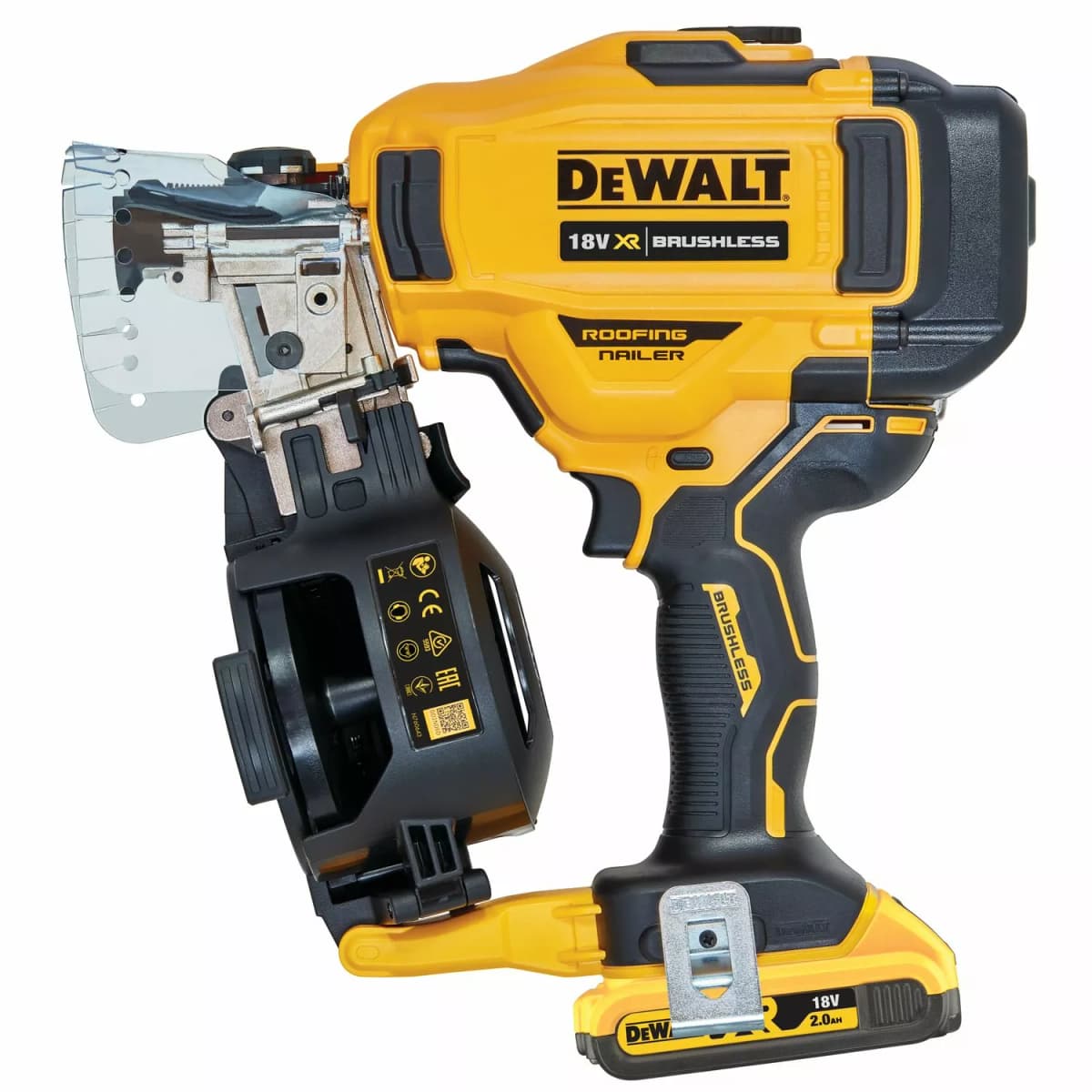 DeWALT DCN45RND2 18V Li-ion XR Accu Rolspijktacker Voor Dakwerk Set (2x 2.0Ah) In TSTAK - 19-45mm - Koolborstelloos thumbnail 2